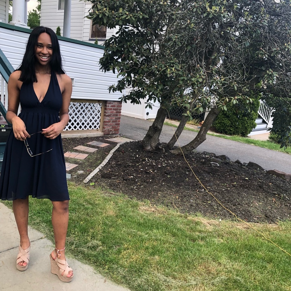 Dark blue halter dress